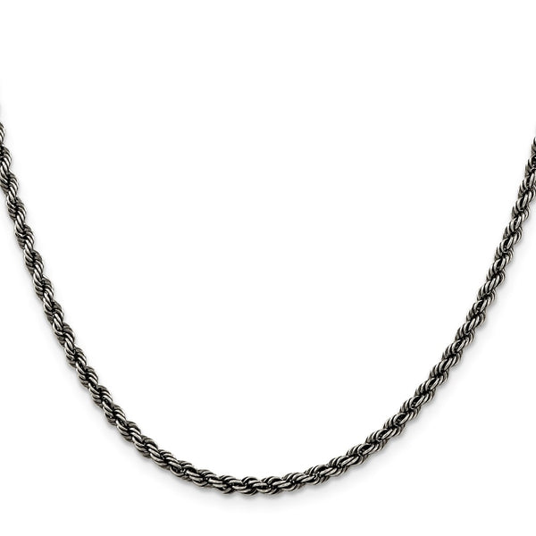 3.4mm Ruthenium-Plated Sterling Silver Rope Chain - Style GR1-1033795