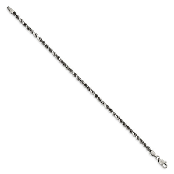 3.4mm Ruthenium-Plated Sterling Silver Rope Chain - Style GR1-1030145