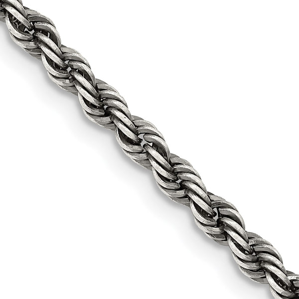 3.4mm Ruthenium-Plated Sterling Silver Rope Chain at Price