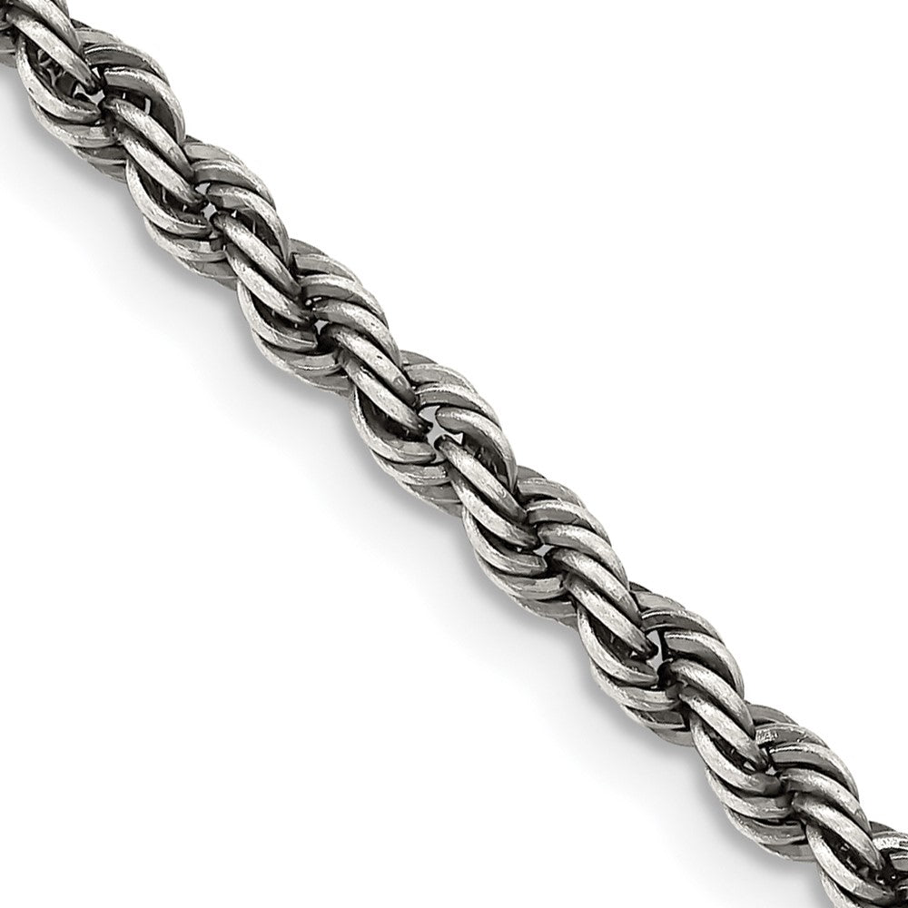 Buy Stylish 3.4mm Ruthenium-Plated Sterling Silver Rope Chain at Affordable Price