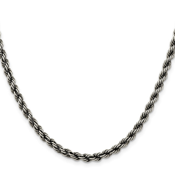 4.5mm Ruthenium-Plated Sterling Silver Rope Chain - Style GR1-1033880