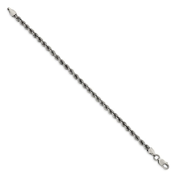 4.5mm Ruthenium-Plated Sterling Silver Rope Chain - Style GR1-1030201