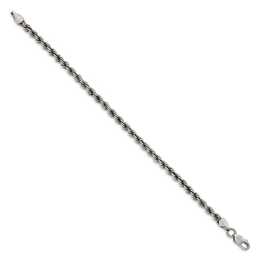 Exclusive 4.5mm Ruthenium-Plated Sterling Silver Rope Chain - Stylish Value!