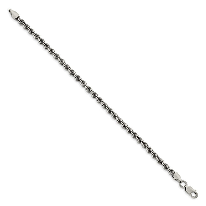 Exclusive 4.5mm Ruthenium-Plated Sterling Silver Rope Chain - Stylish Value!-2