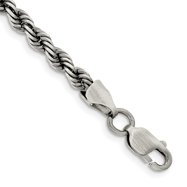 4.5mm Ruthenium-Plated Sterling Silver Rope Chain - Style GR1-1030201