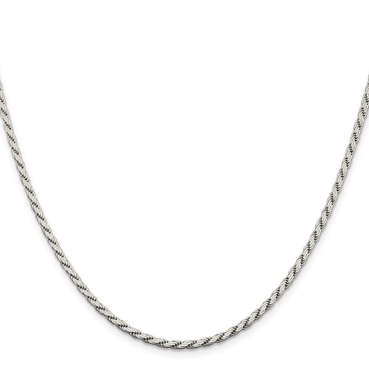 High-Quality 2.5mm Sterling Silver Flat Rope Chain - Stylish and Affordable!