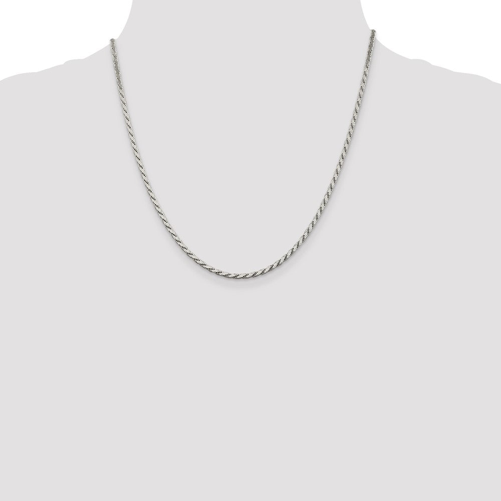 High-Quality 2.5mm Sterling Silver Flat Rope Chain - Stylish and Affordable!