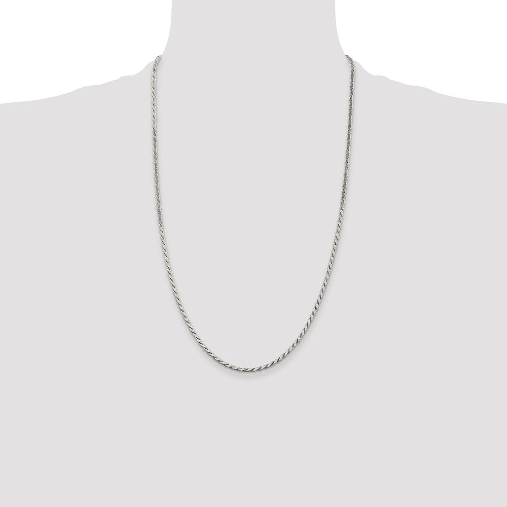 High-Quality 2.5mm Sterling Silver Flat Rope Chain - Affordable Luxury Accessory