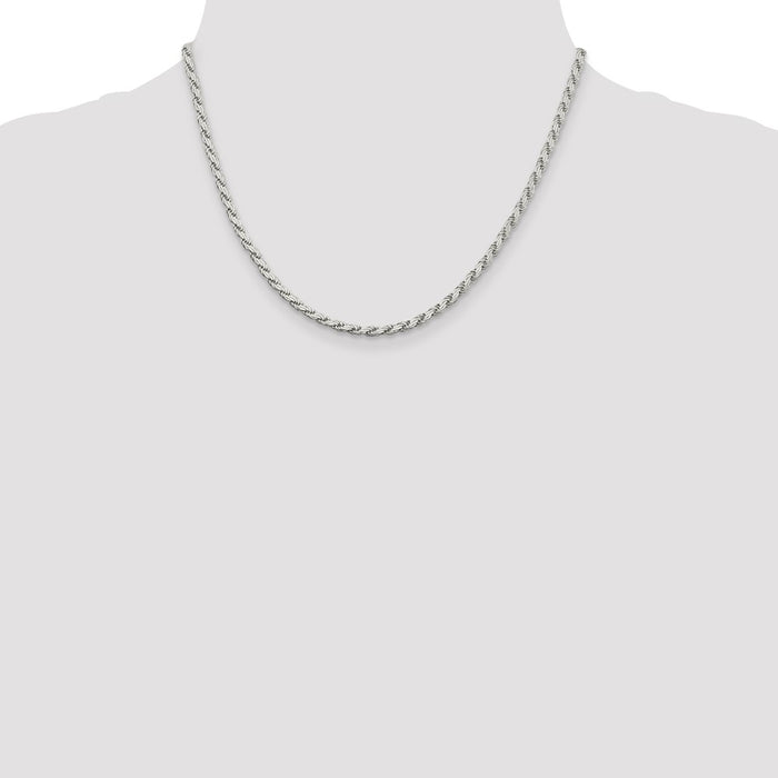 Exclusive 3.1mm Flat Rope Chain in Sterling Silver - Stylish & Affordable Jewelry-4