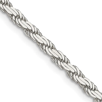 Buy Exclusive 3.1mm Flat Rope Chain in Sterling Silver - Stylish & Affordable!