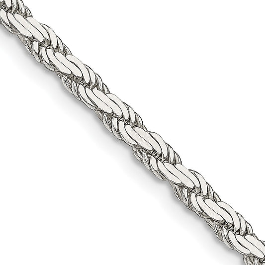 Buy Stylish 3.1mm Flat Rope Chain in Sterling Silver - Affordable Luxury