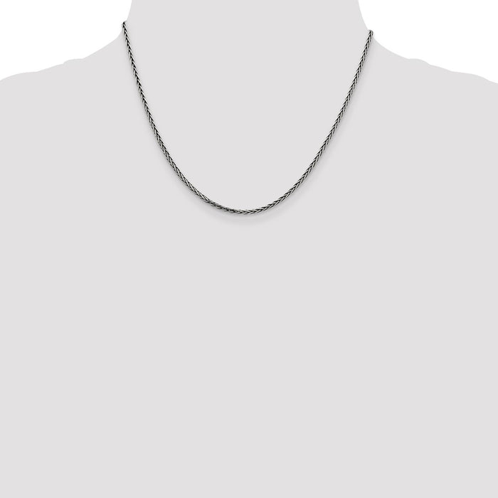 Buy Affordable 2.2mm Antiqued Sterling Silver Solid Square Spiga Chain-4