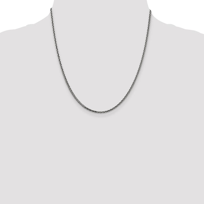 Buy Exclusive Antiqued Sterling Silver 2.2mm Solid Square Spiga Chain - Stylish Value!-4