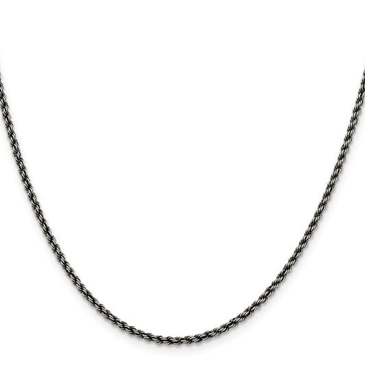 Buy Stylish 2.3mm Sterling Silver Rope Chain - High-Quality Ruthenium-Plated Value