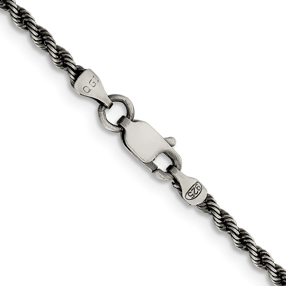 Buy Stylish 2.3mm Ruthenium-Plated Sterling Silver Rope Chain - Affordable Luxury