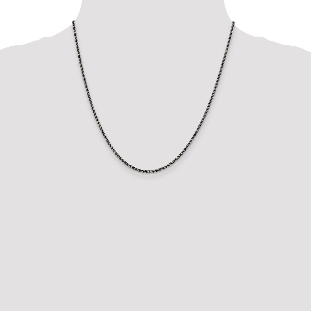 Buy Stylish 2.3mm Ruthenium-Plated Sterling Silver Rope Chain - Affordable Luxury