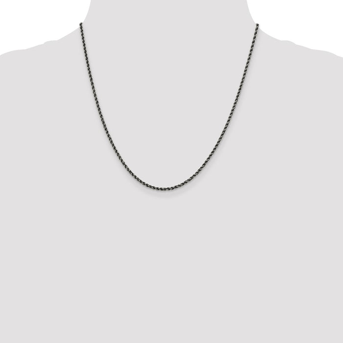 Buy Stylish 2.3mm Ruthenium-Plated Sterling Silver Rope Chain - Affordable Luxury-4