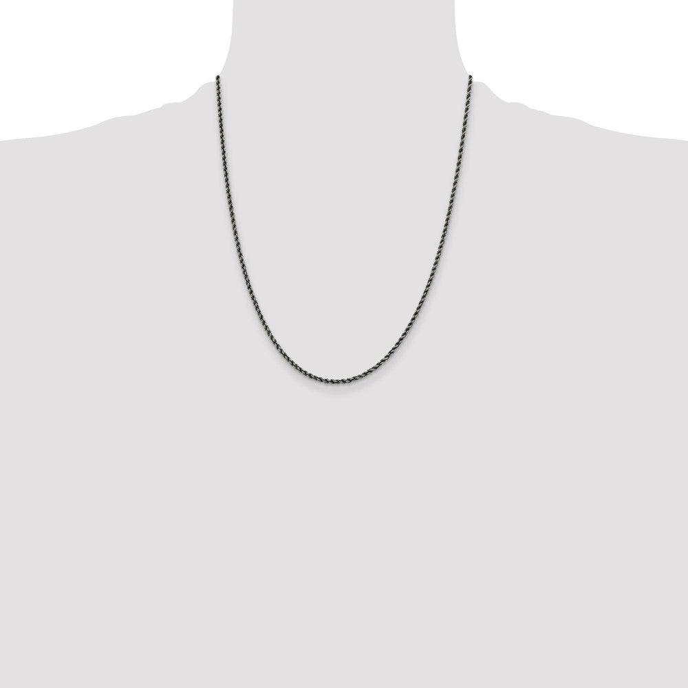 Buy Stylish 2.3mm Sterling Silver Rope Chain - High-Quality Ruthenium-Plated Value