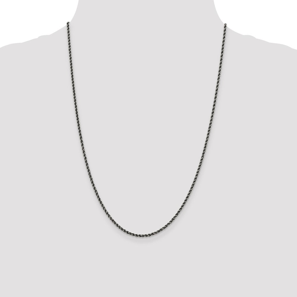 Buy Stylish 2.3mm Ruthenium-Plated Sterling Silver Rope Chain - Luxury Value