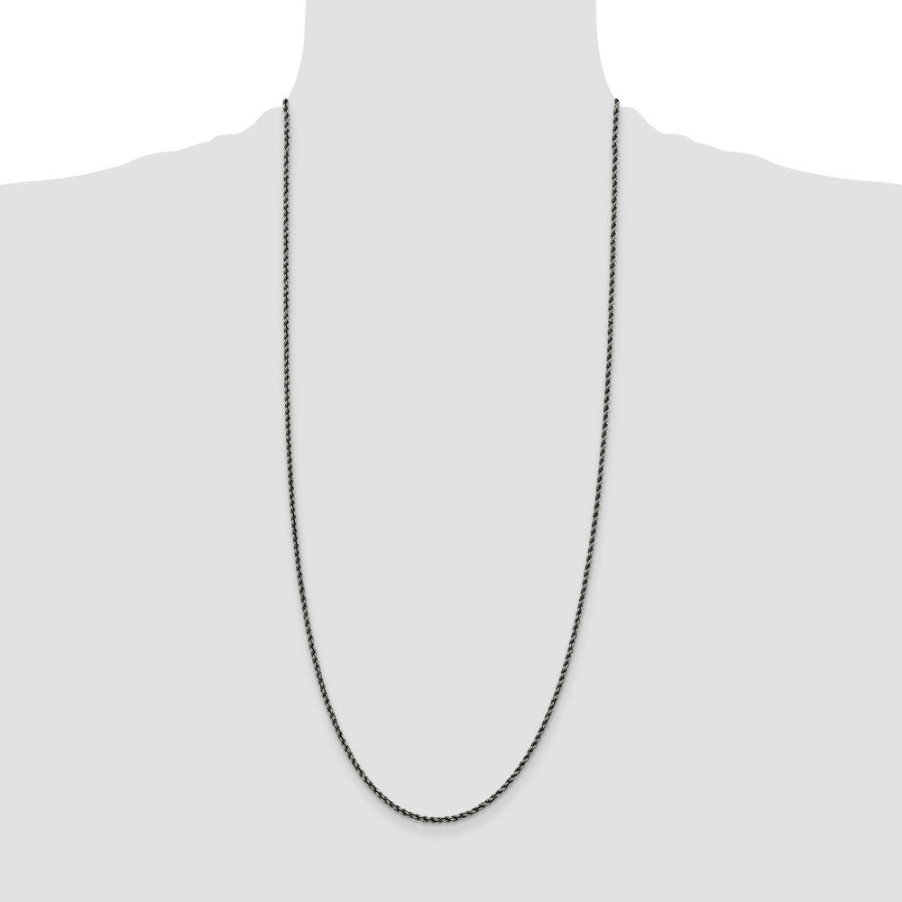 Buy Exclusive 2.3mm Sterling Silver Rope Chain | Stylish Ruthenium-Plated Value