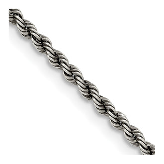 High-Quality 2.3mm Sterling Silver Rope Chain - Affordable Ruthenium-Plated Style