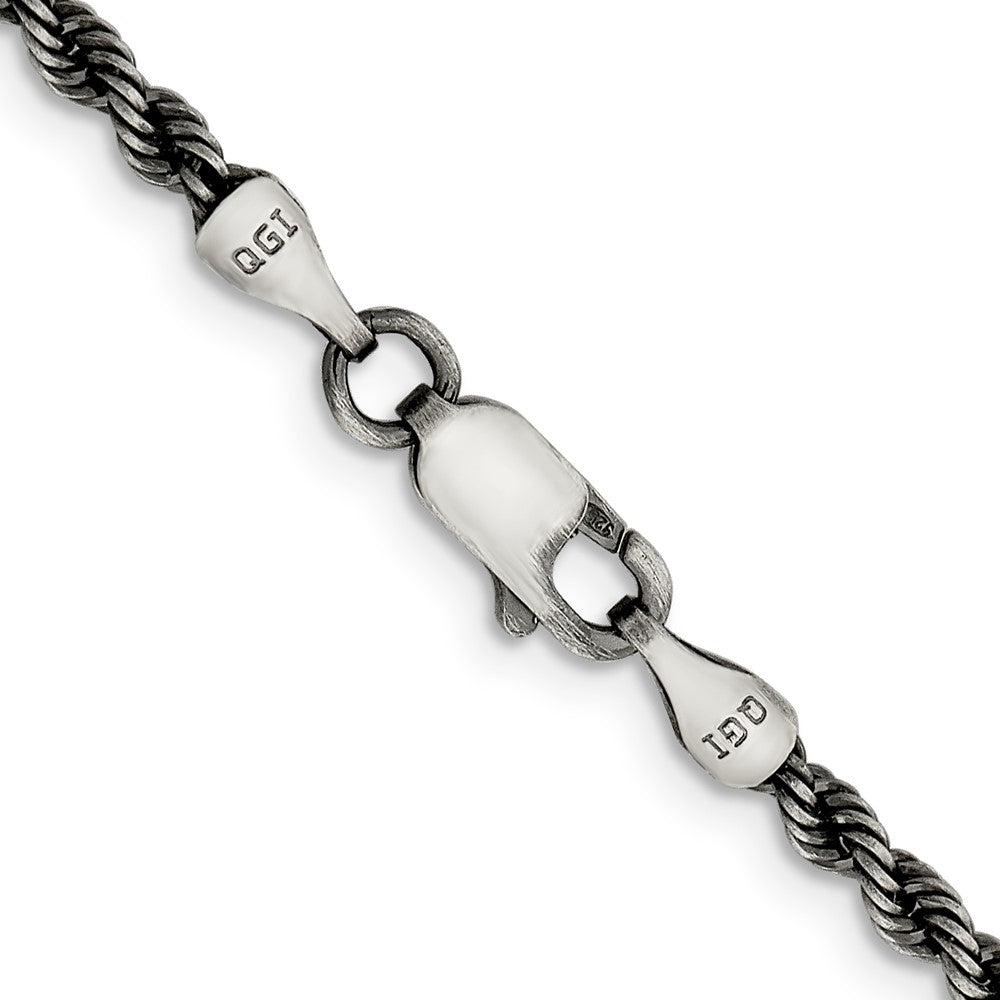Exclusive 2.9mm Ruthenium-Plated Sterling Silver Rope Chain - Stylish Value!