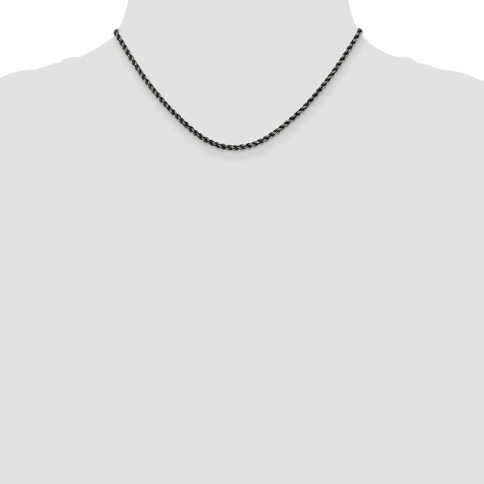 Buy Stylish Ruthenium-Plated Sterling Silver 2.9mm Rope Chain - Luxury Value-4