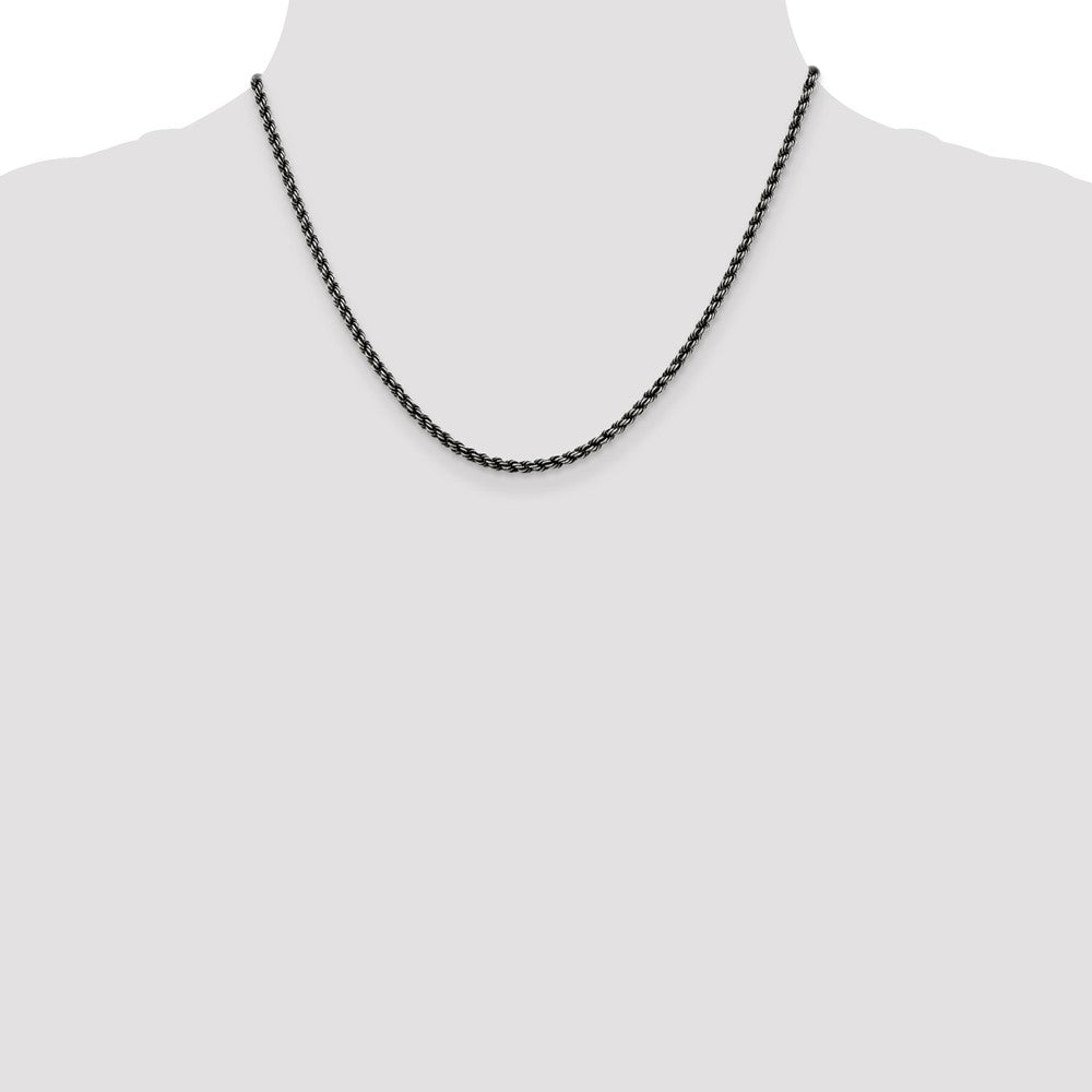 Buy Stylish Ruthenium-Plated 2.9mm Sterling Silver Rope Chain - Affordable Luxury