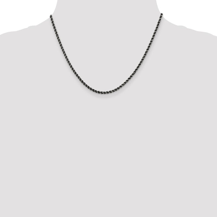 Buy Stylish Ruthenium-Plated 2.9mm Sterling Silver Rope Chain - Affordable Luxury-4