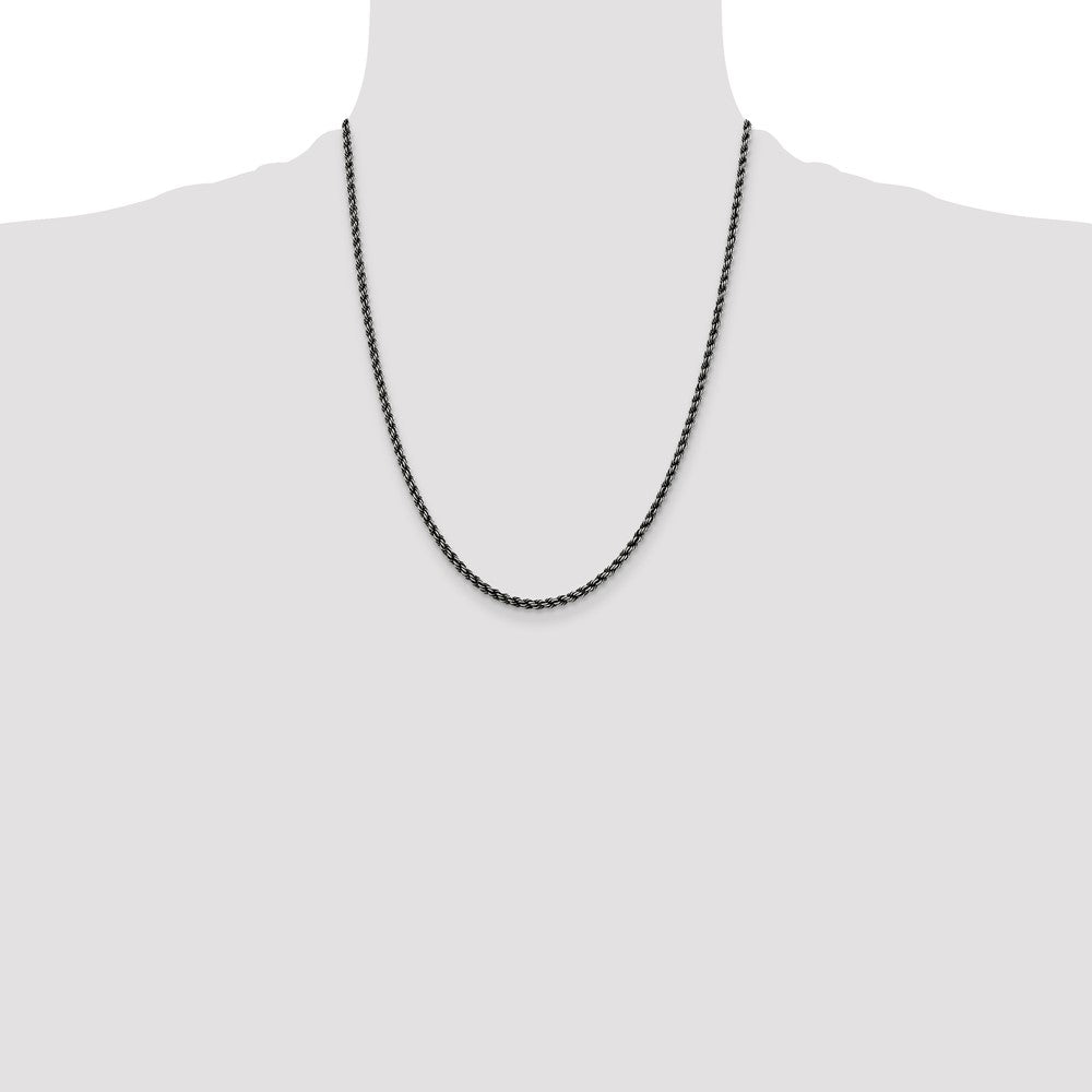 Exclusive 2.9mm Ruthenium-Plated Sterling Silver Rope Chain - Stylish Value!