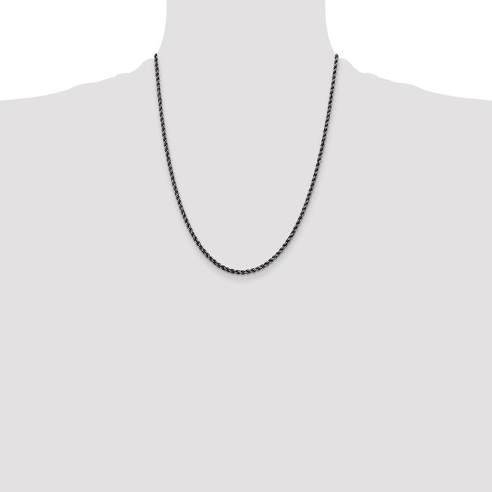 Exclusive 2.9mm Ruthenium-Plated Sterling Silver Rope Chain - Stylish Value!-4