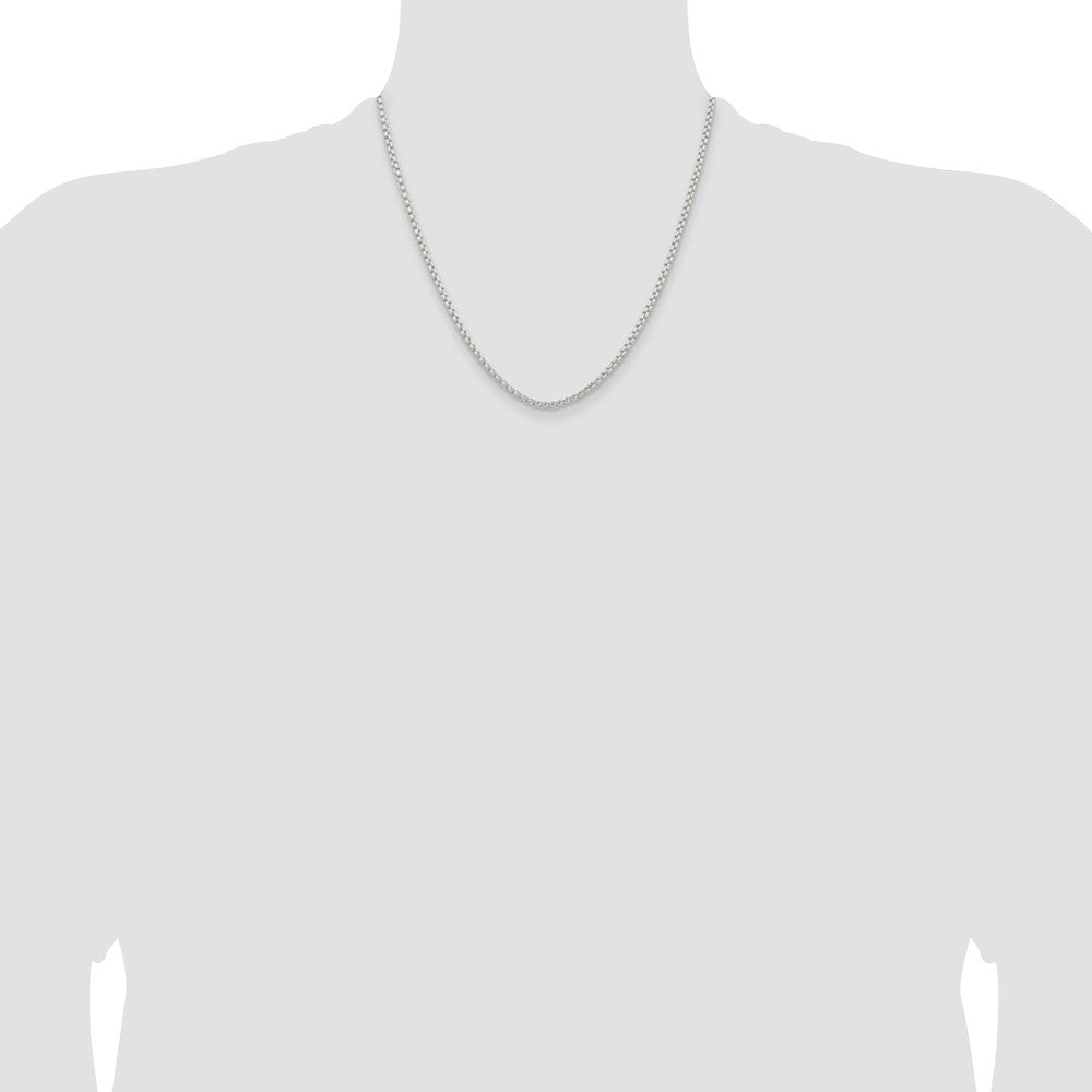 High-Quality 2.6mm Round Box Chain in Sterling Silver - Stylish & Affordable!