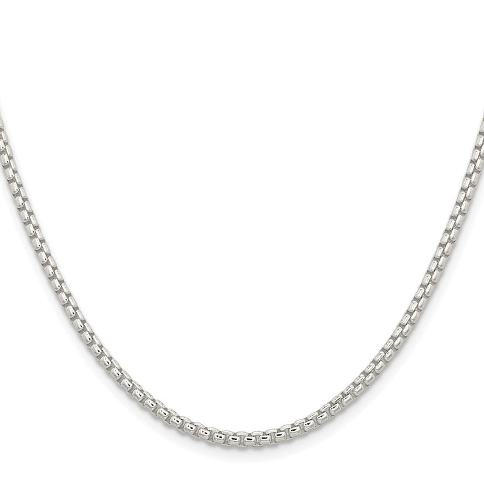 Buy Stylish Rhodium-Plated Sterling Silver 2.6mm Round Box Chain - Affordable Luxury-2