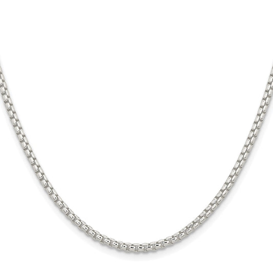 Exclusive Rhodium-Plated Sterling Silver 2.6mm Round Box Chain - Stylish Value