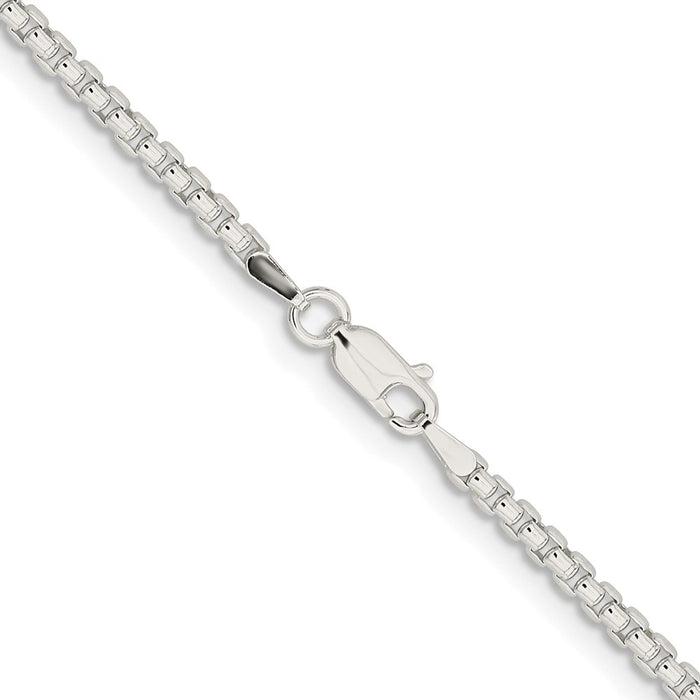 Buy Stylish Rhodium-Plated Sterling Silver 2.6mm Round Box Chain - Affordable Luxury-3