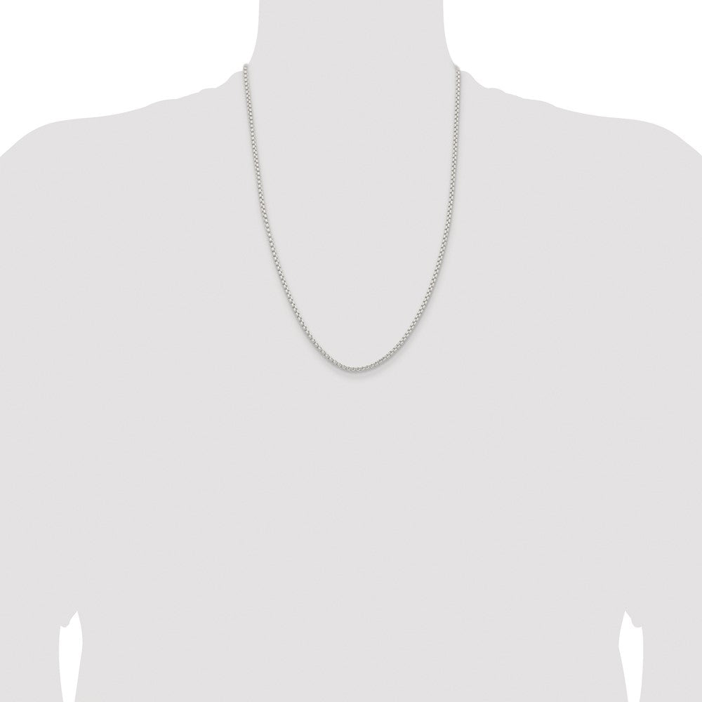 Exclusive Rhodium-Plated Sterling Silver 2.6mm Round Box Chain - Stylish Value