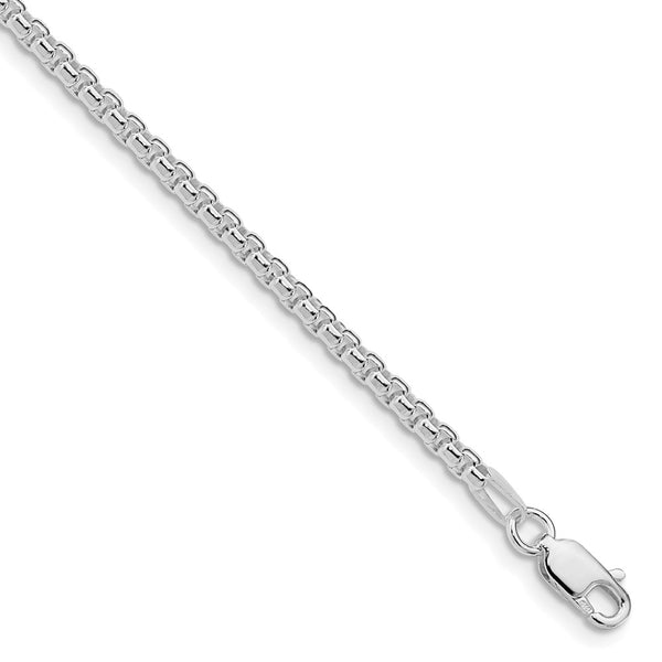 2.6mm Rhodium-Plated Sterling Silver Box Chain