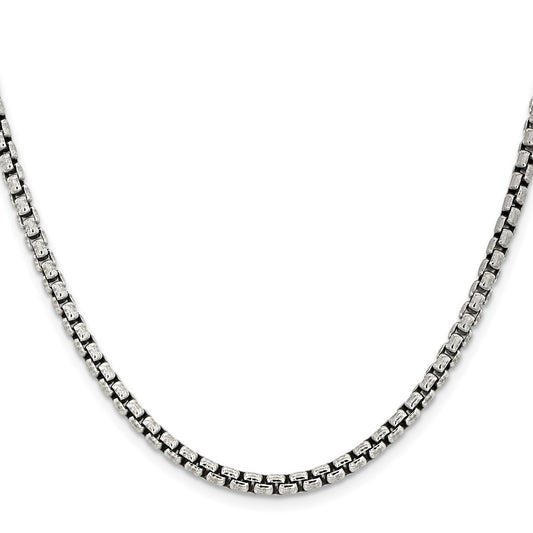 Buy Stylish Antiqued Sterling Silver 3.6mm Round Box Chain - Affordable Elegance