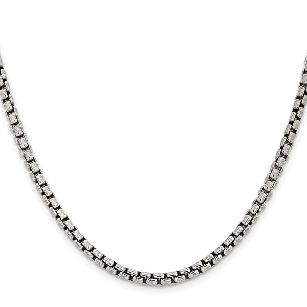 Antiqued Sterling Silver 3.6mm Round Box Chain - Style GR1-1031296
