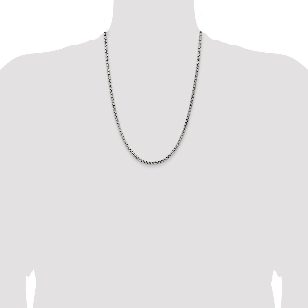 High-Quality Antiqued Sterling Silver 3.6mm Round Box Chain - Stylish Value!