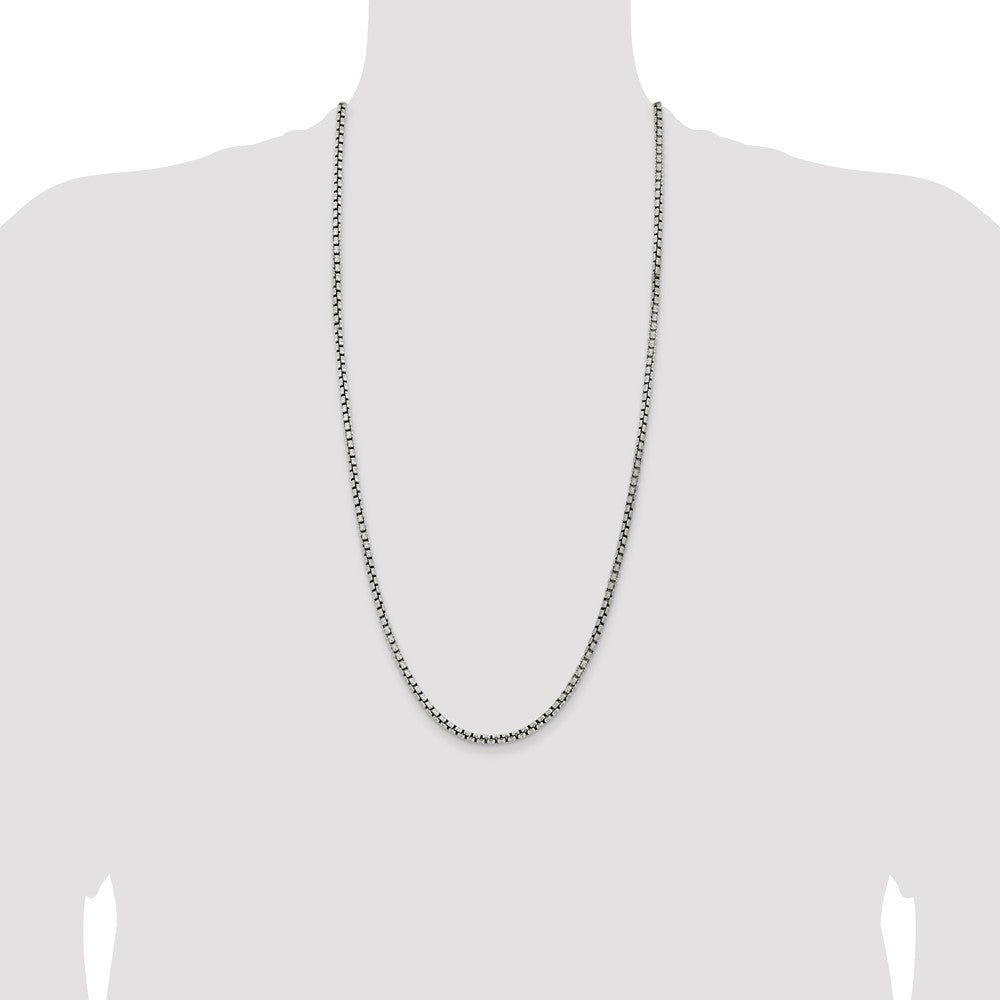 High-Quality Antiqued Sterling Silver 3.6mm Round Box Chain | Stylish Value