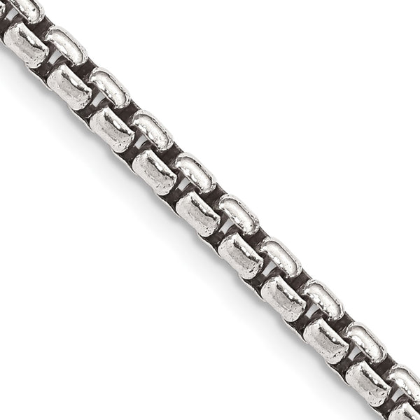 Antiqued Sterling Silver 3.6mm Round Box Chain - Style GR1-1031381