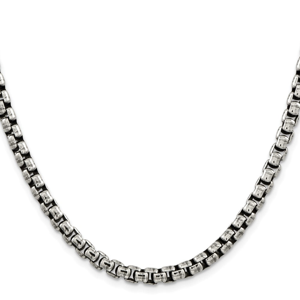 Buy Exclusive 5.2mm Antiqued Sterling Silver Round Box Chain - Stylish Value!