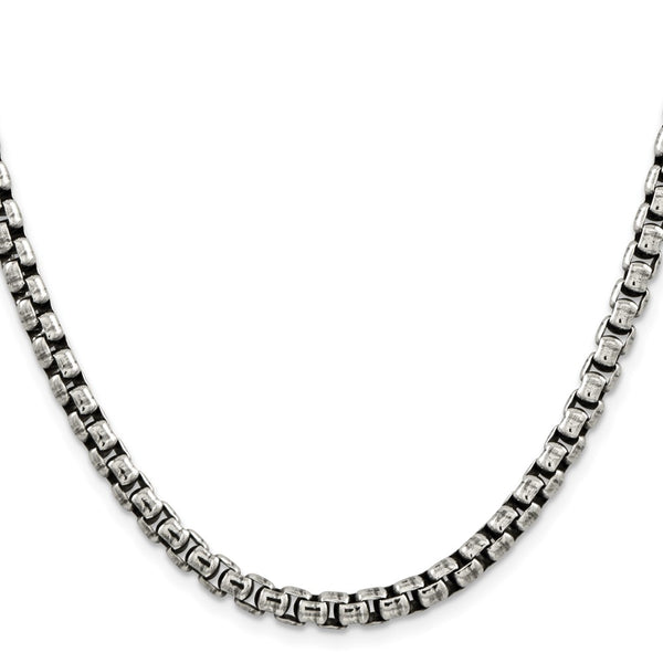 Antiqued Sterling Silver 5.2mm Round Box Chain