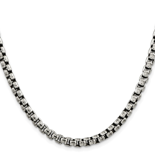 Buy Stylish Antiqued Sterling Silver 5.2mm Round Box Chain - Luxury Value!