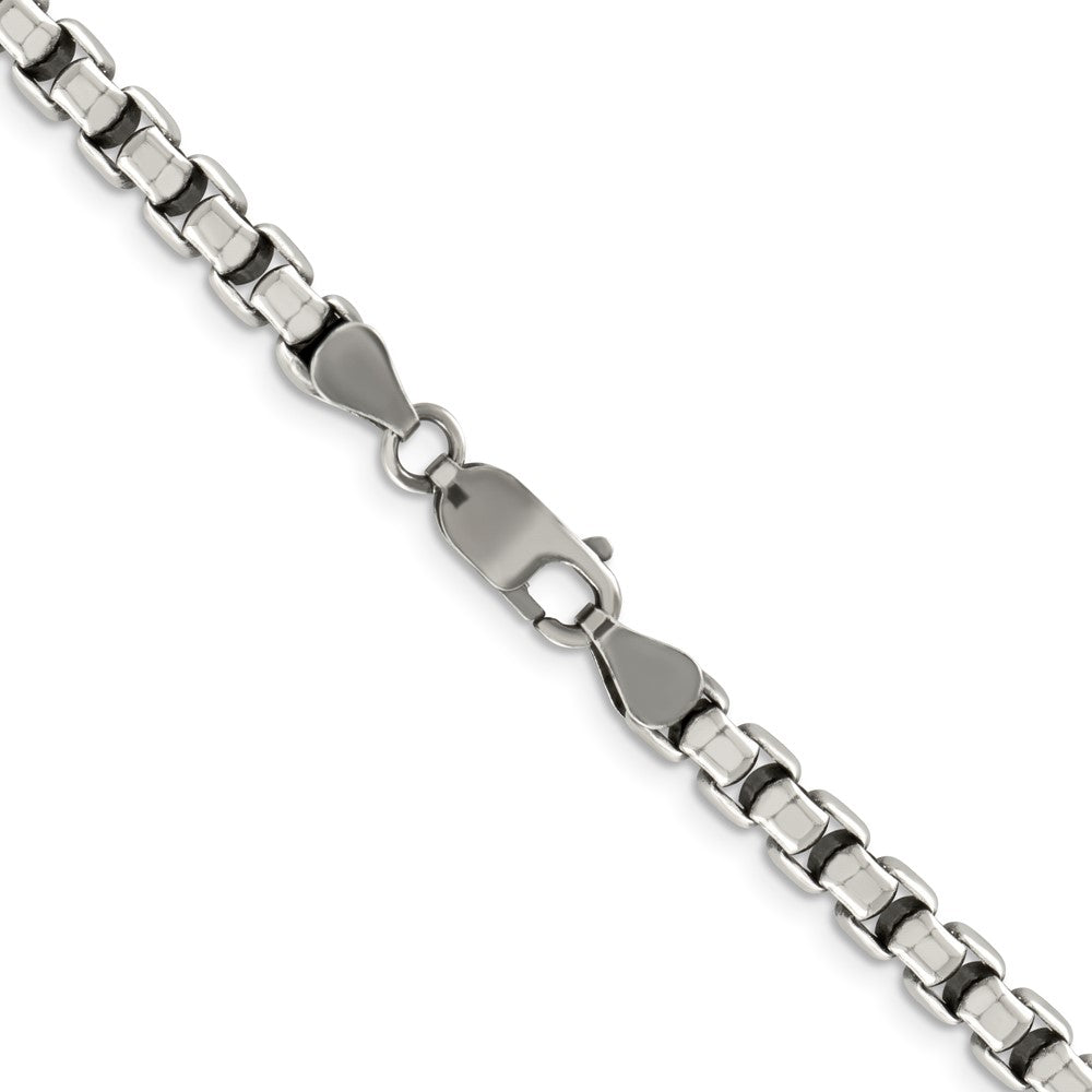 Buy Exclusive 5.2mm Antiqued Sterling Silver Round Box Chain - Stylish Value!