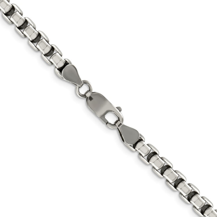 Buy Exclusive 5.2mm Antiqued Sterling Silver Round Box Chain - Stylish Value!-3