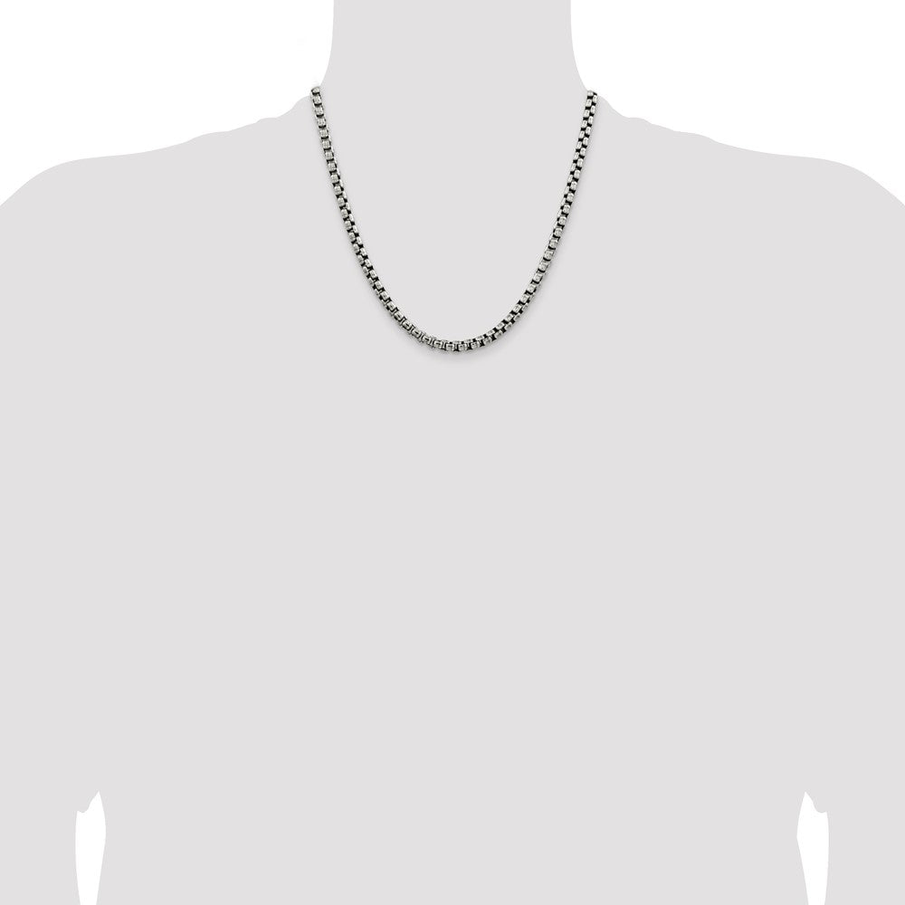 Buy Exclusive 5.2mm Antiqued Sterling Silver Round Box Chain - Stylish Value!