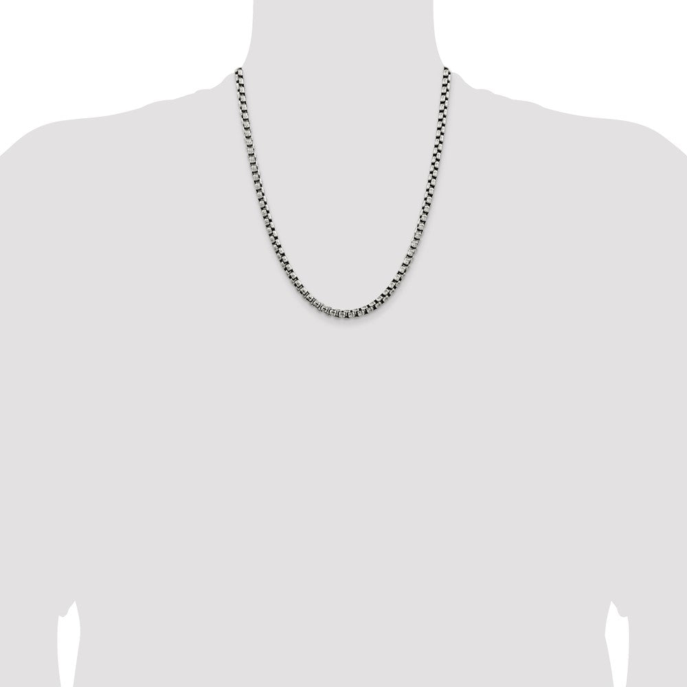 High-Quality Antiqued Sterling Silver 5.2mm Round Box Chain - Stylish Value!