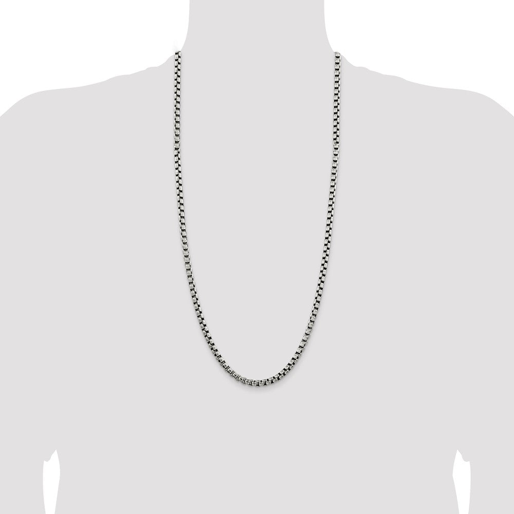 Buy Stylish Antiqued Sterling Silver 5.2mm Round Box Chain at Great Value